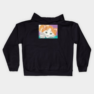 Orange kitten cat face  painting Kids Hoodie